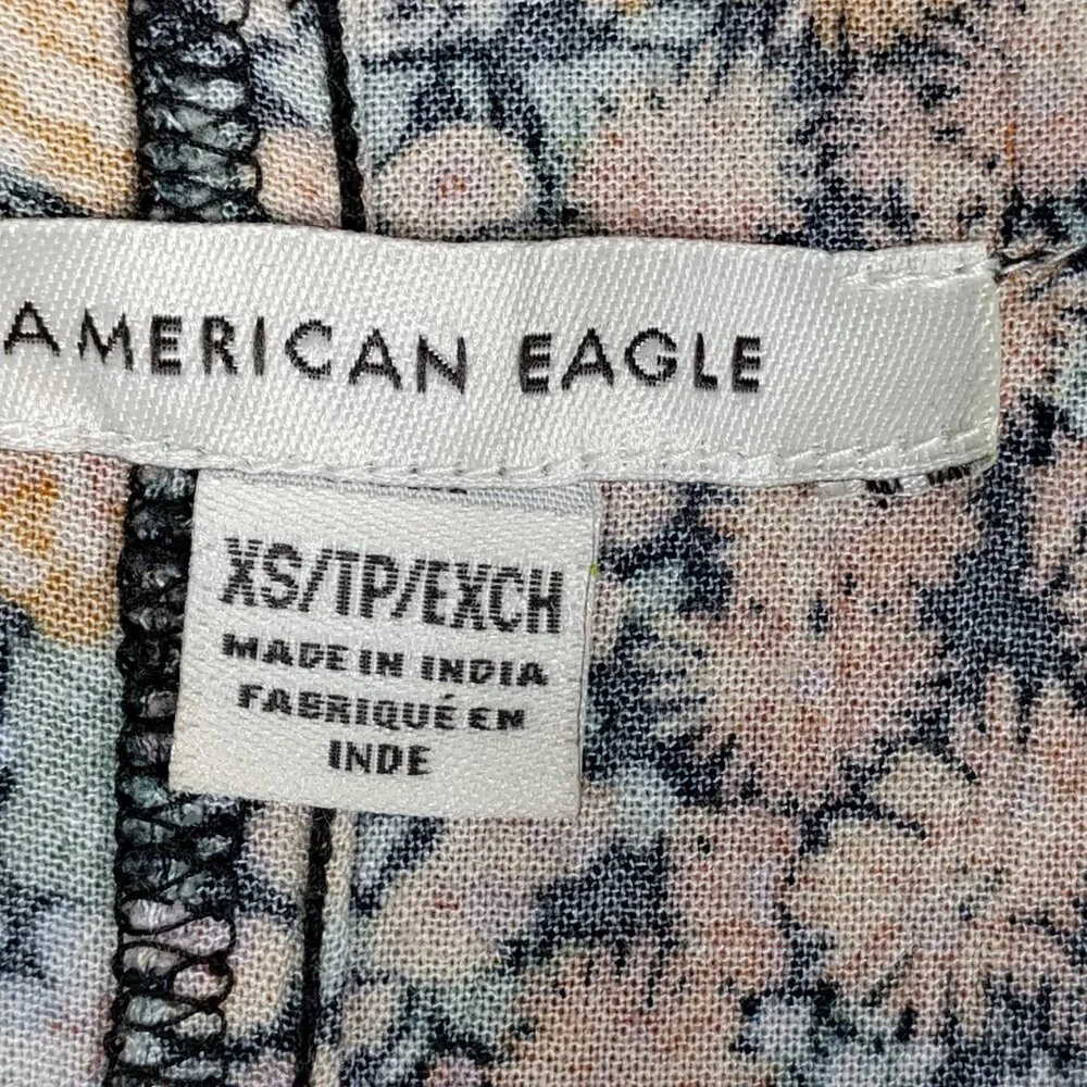 American Eagle Bohemian Dress Size XS Floral Maxi Length Short Sleeve Pullover - Picture 7 of 8